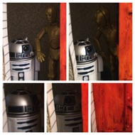 THREEPIO: "I would much rather have gone with Master Luke than stay here with you.” Artoo beeps a response THREEPIO: "I don't know what all the trouble is about, but I’m sure it must be your fault.” Artoo makes curt sounds. THREEPIO: "You watch your language!” As the door closes, Artoo looks away from his companion and beeps something dry to himself. #starwars #anhwt #toyshelf